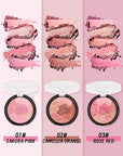 Flower Blush for Cheeks, Matte Shimmer Face Blush Powder,Contour Multiuse Facial Make up Palette,Longlasting Waterproof Embossed Blusher,Mother's Day Makeup Gift for Women-02#Camellia Orange