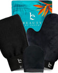 Self Tanning Mitt Applicator Set - 3 in 1 Ultra Soft Mitts, Exfoliating Glove, Face & Body Tanner Glove w/Thumb, for the Perfect Streak-Free Fake Tan, Velvety Soft Tanning Lotion Applicator, Reusable