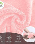 Cosy Family 24 Pack Soft Washcloths Set - 12 x 12 inches, Quick Drying - Highly Absorbent Coral Velvet Fingertip Towel Bathroom Wash Clothes for Bath, Spa, Facial, Kitchen - Pink
