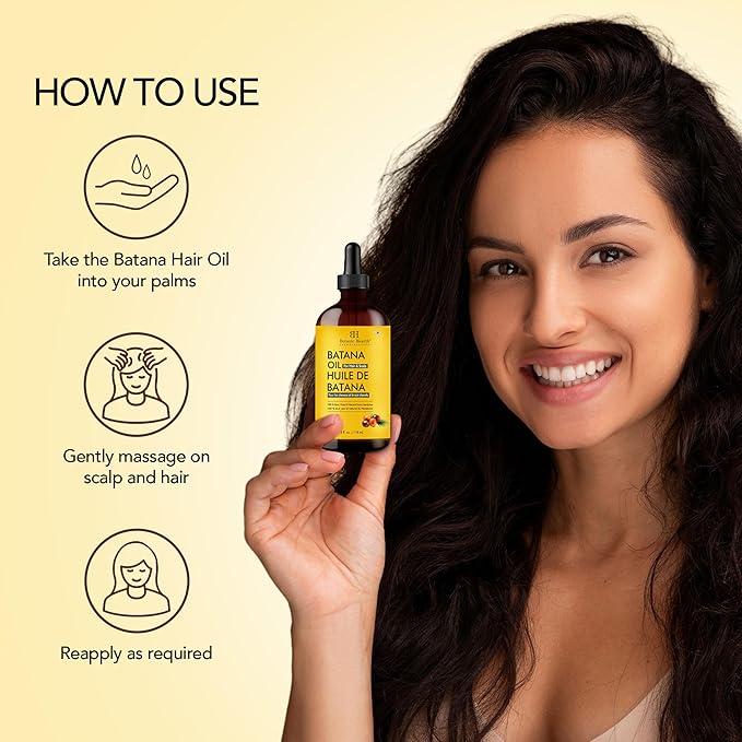 Botanic Hearth 100% Pure Batana Oil For Hair Growth | Infused with Batana Kemel Oil | Hair Oil Repairs Dry Damaged Hair, Strengthening, Healthier - Hair Tonic, 4.0 fl oz