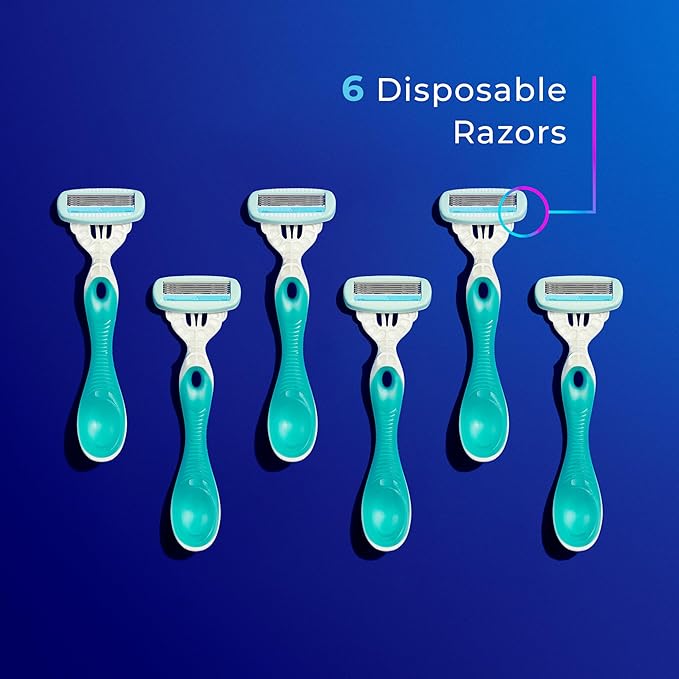 Schick Hydro Silk Sensitive Skin Disposable Razors for Womens, 6 Count (Pack of 2)