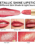 Oulac Glitter Lipstick for Women with Metallic 3D Shine Lightweight Hydrating Formula, High Impact Lip Color, Vegan Beauty, Full Coverage Lip Makeup, Christmas Gifts for Women, Viva La Vida(25)