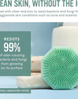 Sud Scrub® Antimicrobial Silicone Face Scrubber, 1 Pack, Gentle Face Exfoliator for Sensitive Skin, Eco Friendly Facial Cleansing Brush, Exfoliating Face Brush for Men and Women (Mint)