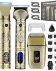 RESUXI Professional Hair Clippers for Men Electric Razor Shavers Nose Hair Trimmer and Detail Trimmer 5 Pcs Set，Cordless Beard Trimmer Barber Clippers for Hair Cutting Mens Grooming Kit