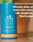Oars + Alps Deodorant for Men & Women, Aluminum Free Deodorant for Men, Dermatologist Tested, Clean Ingredients, Vegan, Long Lasting, Odor Protection, Bergamot Grove, 2pk, 2.6oz