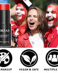 Red Face Body Paint Stick, Eye Black Stick for Sports, Waterproof Full-Coverage Red Face Makeup for Halloween Zombie Clown Vampire Joker Devil Cosplay Makeup