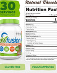 Rawfusion- Vegan Protein Powder, Natural Chocolate - 30 Servings, 21g of Plant Based Protein, Low Net Carbs, Non-Dairy, Gluten/Lactose Free, Soy Free, Kosher, Non-GMO, 2lbs Pound