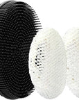 INNERNEED Food-Grade Soft Silicone Body Scrubber Shower Brush Handheld Cleansing Skin Brush, with Exfoliating Net Sponge Case (Black Brush)