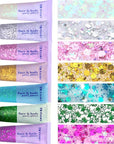 Face Body Glitter, Hair Glitter Sparkles Chunky Face Glitter Gel for Girls Makeup Singer Concerts Mermaid Festival Sequins Face Paint (White+Silver+Pink+Gold+Light Blue+Green+Rose Red)