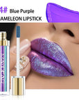 Maydear Chameleon Lipstick, High Pigmented for Women Metallic Shine Lip Gloss, Full-Coverage Multichrome Long Lasting Rainbow Makeup, Blue Purple