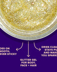 UNICORN SNOT Holographic Face Glitter & Body Glitter Gel | Holiday Glitter Makeup: Stocking Stuffers & Christmas Gift | Hair Glitter, Vegan & Cruelty Free, 1.7 oz Gold Glitter (Bling)