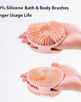2 PC Silicone Exfoliating Body Scrubber, Silicone Body Shampoo Brush, Soft Silicone Loofah for Sensitive Skin, Shower Silicone Hair Scalp Massager, Easy to Clean, Lather Well(Pink&Black)