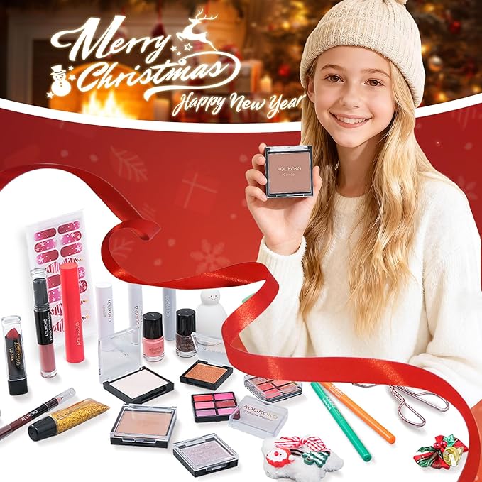Makeup Advent Calendar 2025 for Women & Teen Girls, Xmas Countdown Calendar, 24 Days Christmas Gift Sets Full Makeup Kit Gift