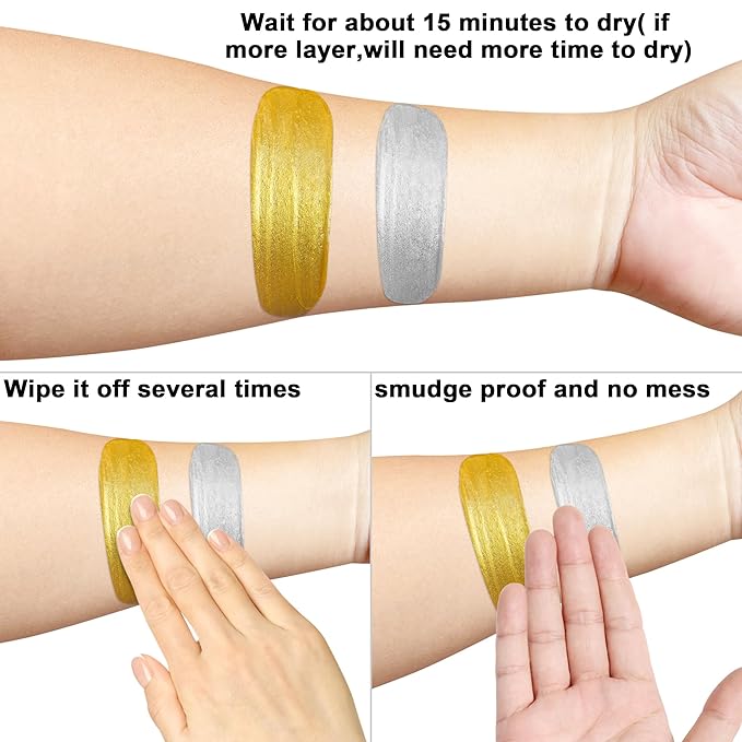MEICOLY Cream Gold Face & Body Paint, 2.1oz Smudge-proof, Washable Full Body Paint for Adults & Kids - Halloween SFX, Christmas Highlight Makeup