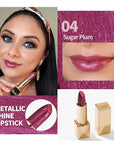 Oulac Metallic Lipstick Set- Dark Lipcolor with Moisturizing Formula, Vegan Beauty, Full-Coverage Lip Color, Christmas Gifts for Women, 4.3g X 3PCS