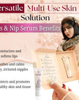 Merlena Pink Lip & Nip Serum - Hydrates and Repairs Dry, Peeling Lips and Nipples, Adds Collagen for Plumpness, Soothes Flaky Skin, Organic Vitamin C & E Formula 8ml