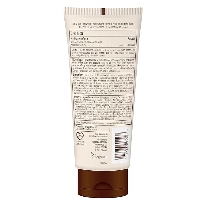Hawaiian Tropic Skin Defense Sunscreen Lotion SPF 30, 6oz | SPF 30 Sunscreen Lotion with Green Tea Extract, Sunscreen Body Lotion, Oxybenzone Free Sunscreen, 6oz