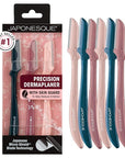 JAPONESQUE Precision Dermaplaner Facial Razors – 2pk 6 Piece Set, Eyebrow and Facial Hair Single Blade Razors for Women and Men, 2pk, 6ct.