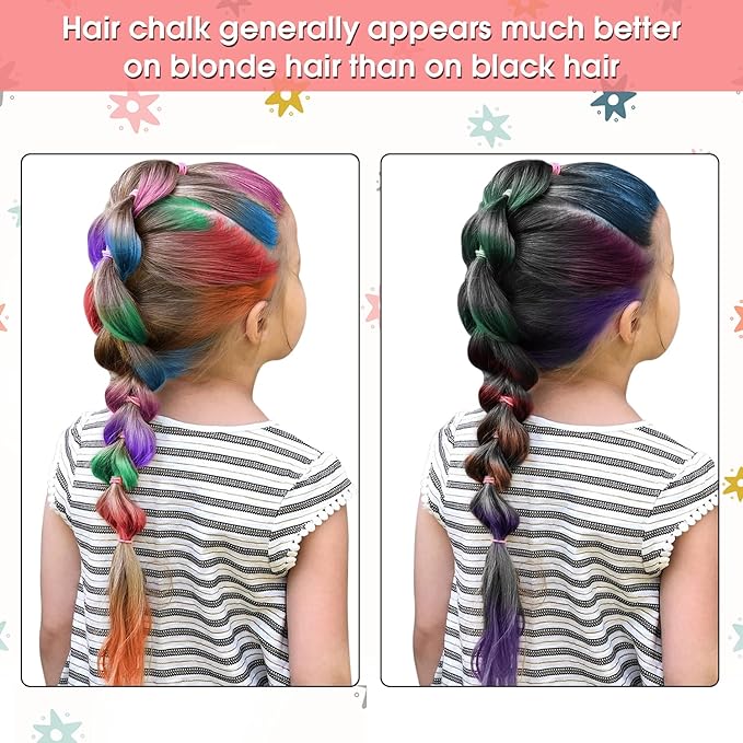 MSDADA New Hair Chalk Comb Temporary Hair Color Dye for Girls Kids with Light Color Hair, Washable Hair Chalk for Girls Age 4 5 6 7 8 9 10 Birthday Cosplay DIY, Easter (Silver)