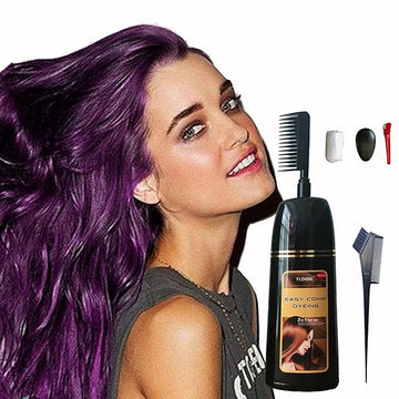 Purple Hair Dye Shampoo Permanent YIZHONG Hair Color For 100% Gray Coverage Women Men Dark Easy Comb Dyeing (grape purple)