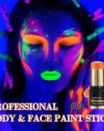 UV Neon Orange Face Body Paint Stick, Colored Professional Full-Coverage Oil-Based Eye Black Stick for Halloween Cosplay Christmas, Face Painting Foundation Makeup Glow in the Dark Party Supplies-03