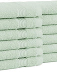 Arkwright Bath Washcloths 12 Pack - Super Soft 100% Cotton, 600 GSM Quick Dry & Absorbent, Luxury Face & Body Wash Cloth Towels for Hotels, Spa, and Vacation Rentals, Eucalyptus Green
