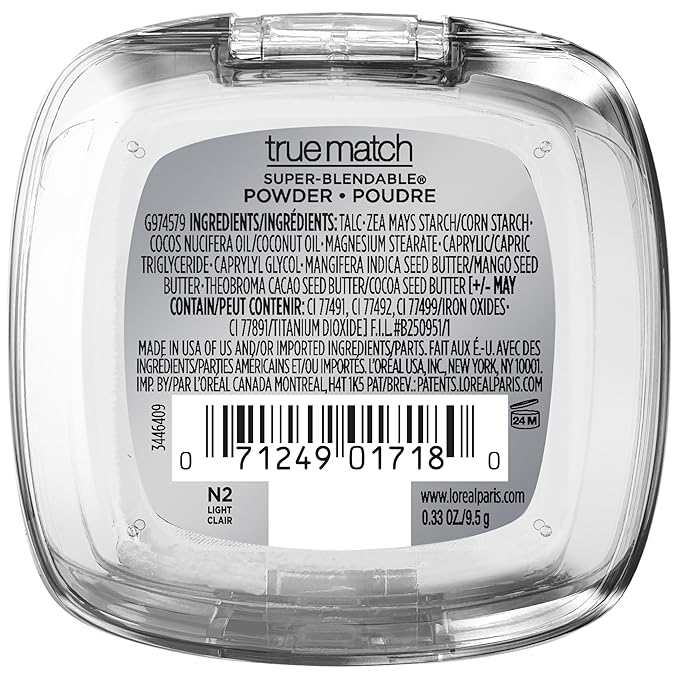 L'Oreal Paris True Match Super Blendable Oil Free Powder Foundation, N2 Light, 0.33 oz, Packaging May Vary