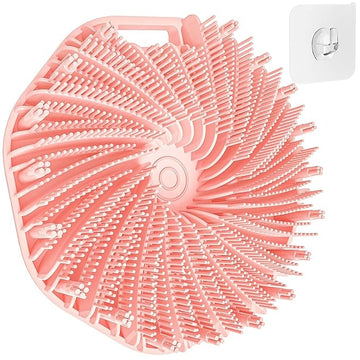 ManmiHealth Silicone Body Scrubber Shower Brush, Upgrade Super-Exfoliating Shower Scrubber with Non-Slip Hand Strap for All Skin Types, Silicone Body Buffer for Use in Shower with a Free Hook (Pink)