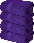 Infinitee Xclusives Luxury 100% Ring-Spun Cotton Bath Towels Set of 4 (27x54 inches) – Soft, Absorbent & Quick-Drying Towels for Bathroom, Gym, Spa & Hotel Use (Profound Purple, Bath Towels)