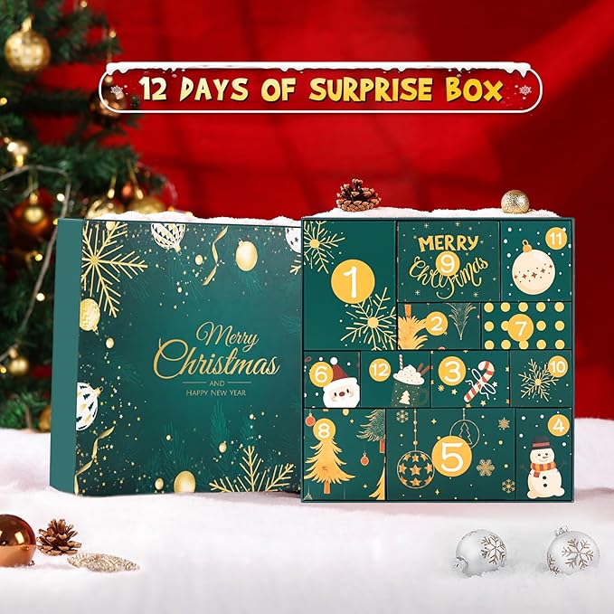 Advent Calendar 2025 Women-12 Days of Christmas Advent Calendars for Adult Women and Teen Girls, Luxury Spa Self Care Christmas Gifts Basket Countdown Calendar for Mom Wife Girlfriend Green
