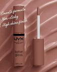 NYX PROFESSIONAL MAKEUP Butter Gloss Brown Sugar, Non-Sticky Lip Gloss - Butterscotch (Neutral Light Brown)