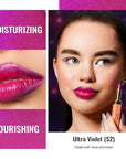 Oulac Moisture Pink Purple Lipstick - 2 in 1 Shimmer Lipstick & Lip Balm, Juicy & Glossy Finish, Long Lasting Hydrating, Smooth for Dry, Cracked and Chapped Lips, Vegan 2.2g/0.07oz (S02)