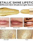 Oulac Glitter Gold Lipstick for Women with Metallic 3D Shine Lightweight Hydrating Formula, High Impact Lip Color, Vegan Beauty, Full Coverage Lip Makeup, Christmas Gifts for Women, Celebration(18)