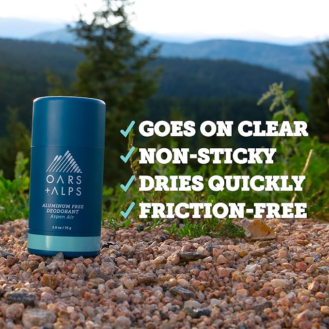 Oars + Alps Deodorant for Men & Women, Aluminum Free Deodorant for Men, Dermatologist Tested, Clean Ingredients, Vegan, Long Lasting, Odor Protection, Aspen Air, 3pk, 2.6oz