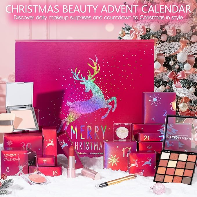 Makeup Advent Calendar 2025, 24 Days Advent Beauty Calendar for Adults Women Teen Girl Gifts Trendy Stuff Christmas Countdown Calendars Holiday Surprise Gift for Mom Wife Girlfriend Friends Her Sister