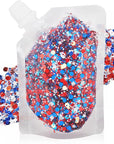 MEICOLY Red White and Blue Face Body Glitter,Sparkle Patriotic Pride Chunky Hair Glitter for Kids Women,4th of July Accessories Outfits for Women