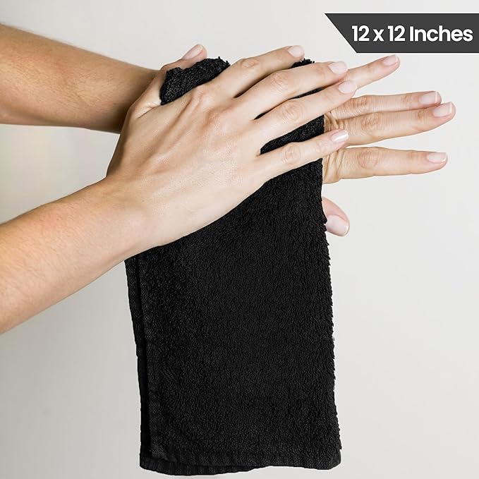 Utopia Towels 24 Pack Cotton Washcloths Set, 100% Ring Spun Cotton, Premium Quality Flannel Face Cloths, Highly Absorbent and Soft Feel Fingertip Towels, Black