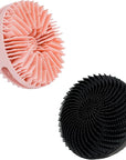 2 PC Silicone Exfoliating Body Scrubber, Silicone Body Shampoo Brush, Soft Silicone Loofah for Sensitive Skin, Shower Silicone Hair Scalp Massager, Easy to Clean, Lather Well(Pink&Black)