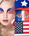 Red & Blue & White Face Body Paint Stick, White Foundation Makeup, Usa Themed Accessories Flag Color, Professional Halloween Face Makeup Kit for Clown Vampire Joker Costume