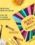 Burt's Bees 12 Days of Joy Lip Balm Advent Calendar Gift Set, Flavored Lip Balm Pack Great for Office Holiday Gifts, Tint-Free, Natural Origin Lip Care, 12 Tubes, 0.15 oz.