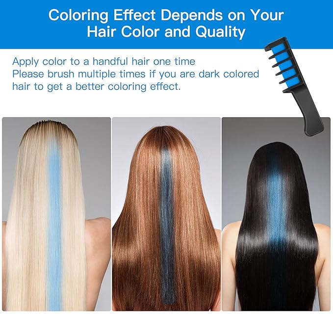 MSDADA New Hair Chalk Comb Temporary Hair Color Dye for Girls Kids, Washable Hair Chalk for Girls Age 4 5 6 7 8 9 10 Birthday Cosplay DIY, Halloween, Independence Day(Red & Blue)