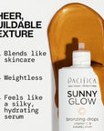 Pacifica Sunny Glow Liquid Face Bronzer Drops - Face Makeup Bronzing For Face & Cheeks for Instant Sun-Kissed Glow - Vitamin C & Glycolic Acid Infused Liquid Bronzer Illuminating Highlighting Clean