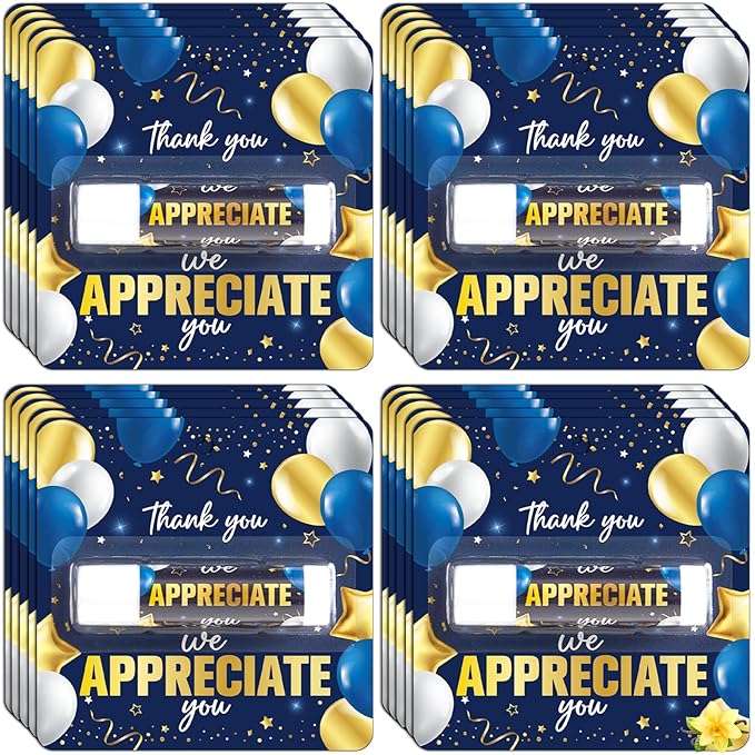 15 Pack Thank You Lip Balm Gifts Bulk, Blue Gold Moisturizing Nourishing Lip Balm Gifts, Appreciation Party Favor for Women Man Coworker Employee We Appreciate You Baby Shower Birthday Party Supplies