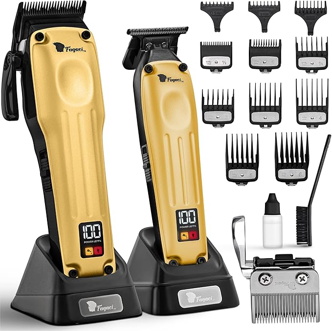 Fagaci Professional Hair Clippers for Men with Superior Precision, Brushless Motor Barber Clippers and Trimmers Set, 5X Longer Sharpness Hair Cutting Kit, Mens Haircut Cordless Clipper for Barber