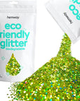 Hemway Eco Friendly Biodegradable Glitter 100g / 3.5oz Bio Cosmetic Safe Sparkle Vegan for Face, Eyeshadow, Body, Hair, Nail and Festival - Extra Chunky (1/24" 0.040" 1mm) - Lime Green Holographic