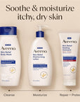 Aveeno Skin Relief Moisturizing Lotion Heals Very Dry, Sensitive Skin, Fast-Absorbing Body Lotion with Soothing Triple Oat & Shea Butter Formula, Fragrance Free, Non-Comedogenic, 18 fl. oz