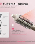 TYMO STYLUX PRO Thermal Brush Curling Brush, 1.5 Inch Blowout Heated Round Volumizer, Hair Straightener and Curler 2 in 1, 800M Negative Ion for Smoother, LCD Display, 5 Temp, Dual Voltage, Gold