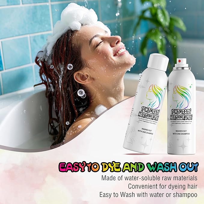 Black Temporary Hair Color Spray - Gentle Formula, Washable & Non-Sticky | Instant Hair Dye Alternative for Adults | Halloween, Costume, Party Makeup, 150ml