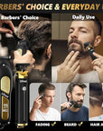 Ufree Hair Clippers for Men, Professional Clippers and Trimmers Set, Cordless Clippers for Hair Cutting, Beard Trimmer, Barber Clippers, Rechargeable Electric Shaver, Gifts for Men, Black Gold
