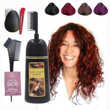 Red Hair Dye YIZHONG Permanent Hair Color Shampoo Gray Coverage Dark Red Hair Dye Classic Comb Applicator Easy Use Hair Coloring Cream Kit（Wine Red）